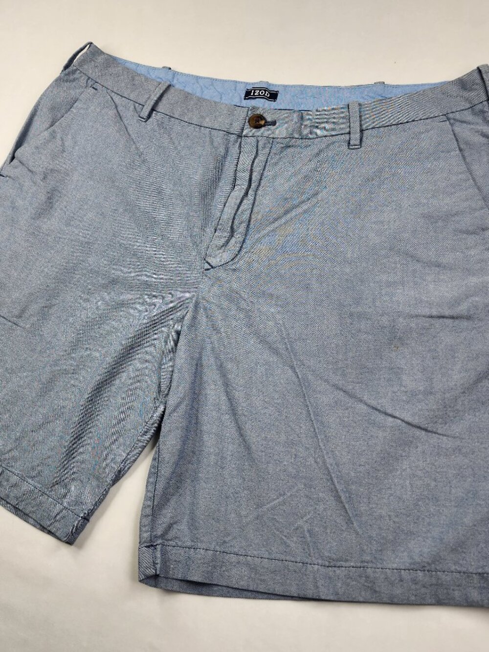IZOD Mens 40 Light Blue Classic 100% Cotton Shorts 45PH015 Chino Walk Shorts